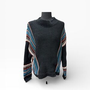 Rock & Roll Cowgirl Western Stripe Knit Sweater XL Boho Ranch Rodeo Pullover